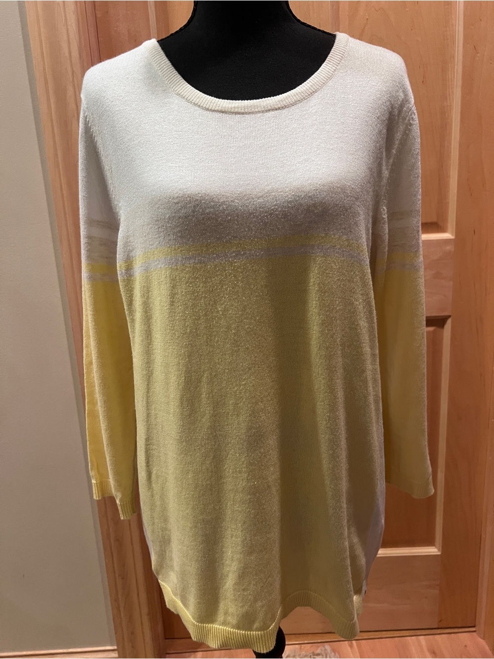 Eddie Bauer Women’s Coastal Grandma Soft Knit Color block Pullover Sweater L